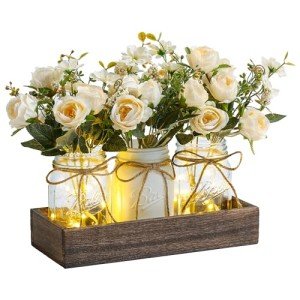 Mason Jar Centerpiece Set with Wood Tray