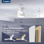 Amico 42-Inch Flush Mount Ceiling Fan with Lights