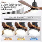 52" Solid Wood Ceiling Fan with Remote Control