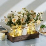 Mason Jar Centerpiece Set with Wood Tray