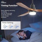 52" Solid Wood Ceiling Fan with Remote Control