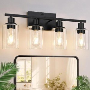 Matte Black 4-Light Vanity Light Fixture