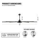 64-Inch Industrial Ceiling Fan with Light & Remote