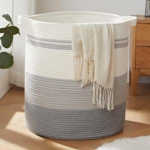 OIAHOMY 100L Woven Laundry Hamper Basket - Gray