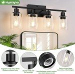 Matte Black 4-Light Vanity Light Fixture