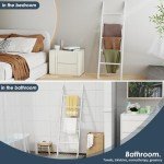 Wooden 5-Tier Blanket Ladder Shelf - White Wash