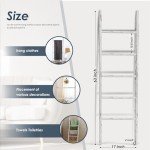 Wooden 5-Tier Blanket Ladder Shelf - White Wash