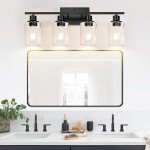 Matte Black 4-Light Vanity Light Fixture