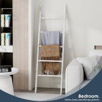 Wooden 5-Tier Blanket Ladder Shelf - White Wash