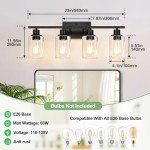 Matte Black 4-Light Vanity Light Fixture