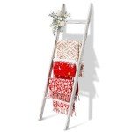 Wooden 5-Tier Blanket Ladder Shelf - White Wash