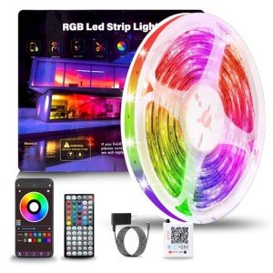 NBBUFF Led Lights for Bedroom 65.6ft (1 Roll), Color Changing RGB Led Strip Lights with 60 Keys Remote and App Control, Music Sync Led Lights for Room Kitchen Party Home Decor