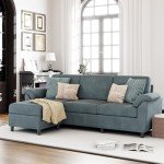79" Gray L-Shaped Convertible Sofa Couch