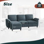 79" Gray L-Shaped Convertible Sofa Couch