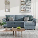 79" Gray L-Shaped Convertible Sofa Couch