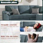 79" Gray L-Shaped Convertible Sofa Couch