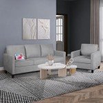 72" Grey 3-Seater Couch with USB Ports