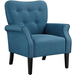 Navy Blue Mid Century Accent Armchair for Small Spaces