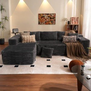Ovio 104" Grey Cloud Sectional Sofa with Chaise