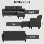 L-Shaped Convertible Sectional Sofa - Dark Gray