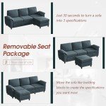 79" Gray L-Shaped Convertible Sofa Couch