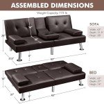 Convertible Sofa Bed in Faux Leather, Espresso