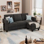 L-Shaped Convertible Sectional Sofa - Dark Gray