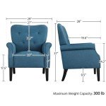 Navy Blue Mid Century Accent Armchair for Small Spaces