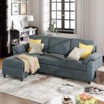 79" Gray L-Shaped Convertible Sofa Couch