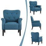 Navy Blue Mid Century Accent Armchair for Small Spaces
