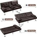 Convertible Sofa Bed in Faux Leather, Espresso