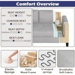 72" Grey 3-Seater Couch with USB Ports
