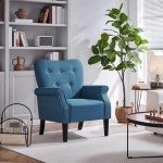 Navy Blue Mid Century Accent Armchair for Small Spaces