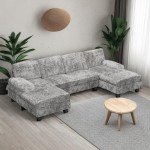 Furniwell U-Shaped Convertible Sectional Sofa Set