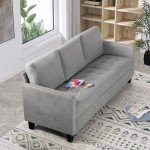 72" Grey 3-Seater Couch with USB Ports