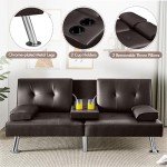 Convertible Sofa Bed in Faux Leather, Espresso
