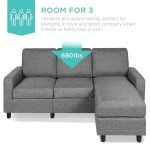 Gray L-Shaped Upholstered Sectional Sofa with Ottoman