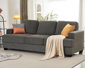 89" Modern Gray Sofa Couch with Deep Seats
