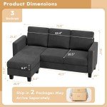 Dark Gray Convertible Sectional Sofa with Ottoman
