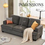 89" Modern Gray Sofa Couch with Deep Seats