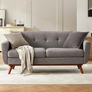 Mid Century Modern Grey Loveseat Sofa 65.2