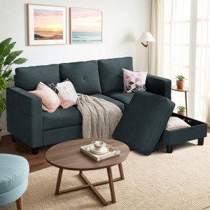 Modern 79-Inch Convertible Sectional Sofa - Dark Grey