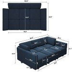 Belffin Blue Modular Velvet Sectional Sofa with Chaise