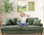 87in Green Cozy Sofa with 2 Pillows