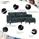 Modern 79-Inch Convertible Sectional Sofa - Dark Grey