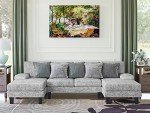 Modern U-Shaped Convertible Sectional Sofa, Gray