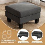 Dark Gray Convertible Sectional Sofa with Ottoman