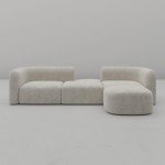 Cream Velvet Modern 4-Seater Curved Sofa