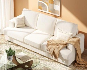 Comfy 89-Inch Beige Loveseat Sofa for Living Room