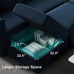 Belffin Blue Modular Velvet Sectional Sofa with Chaise